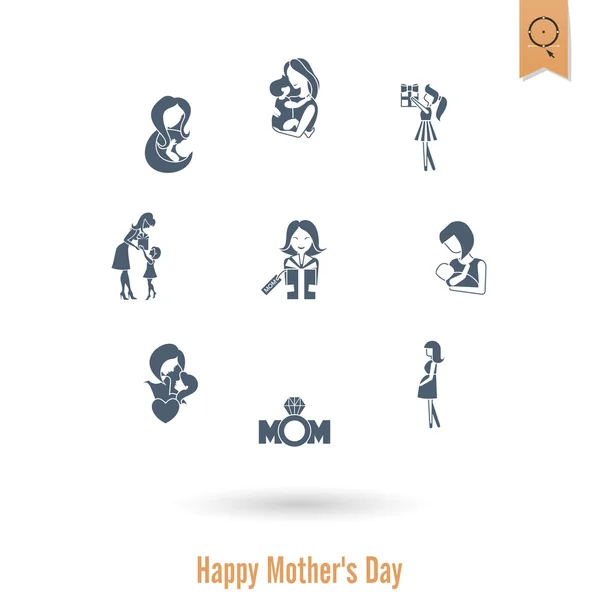 Happy Mothers Day pictogrammen — Stockvector