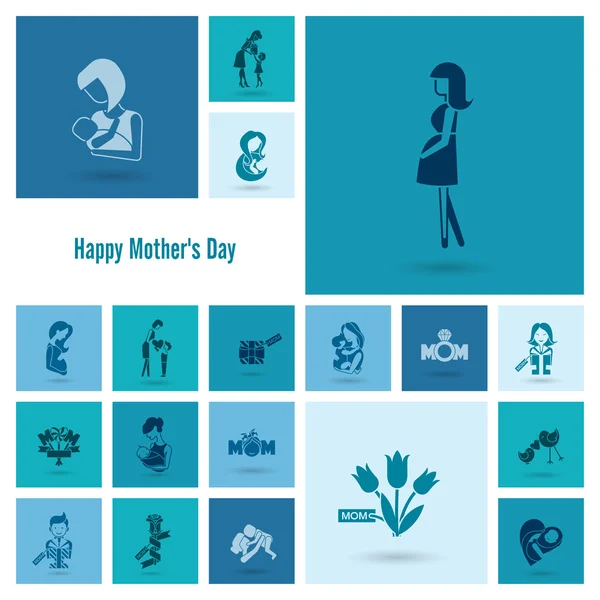 Feliz Día de las Madres Iconos — Vector de stock