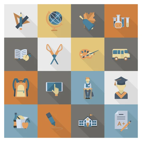 Iconos escolares y educativos — Vector de stock