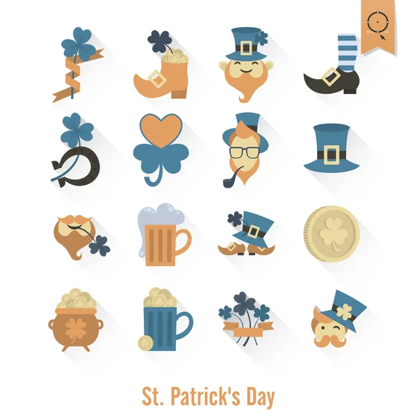 Saint Patricks Day Isolated Icon Set - Stok Vektor