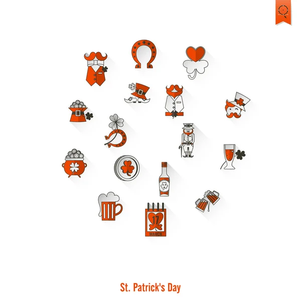 Saint Patricks Day Icon Set izole — Stok Vektör