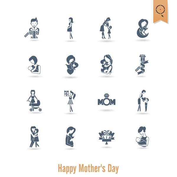 Ευτυχισμένος μητέρες ημέρα εικονίδια — Διανυσματικό Αρχείο