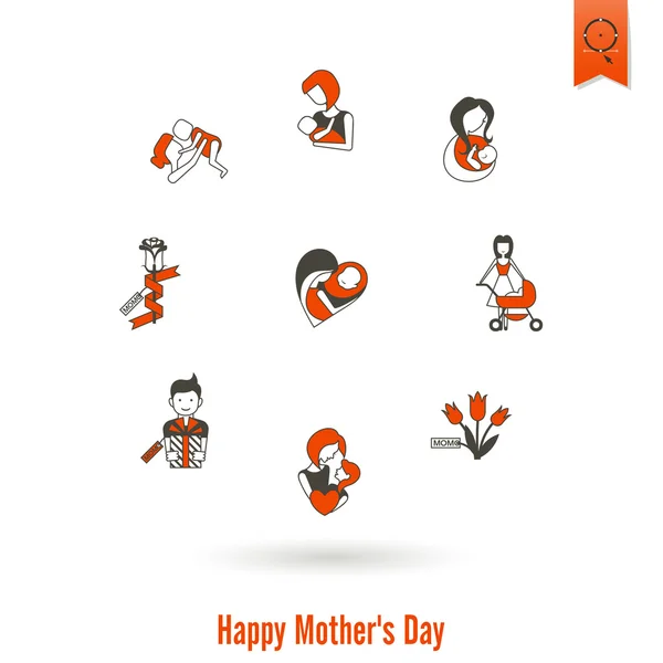 Šťastné matky den ikony — Stockový vektor