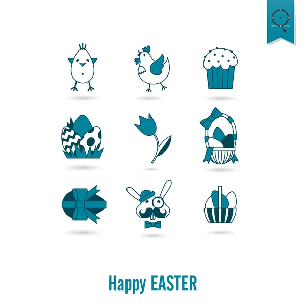 Celebración Iconos de Pascua — Archivo Imágenes Vectoriales