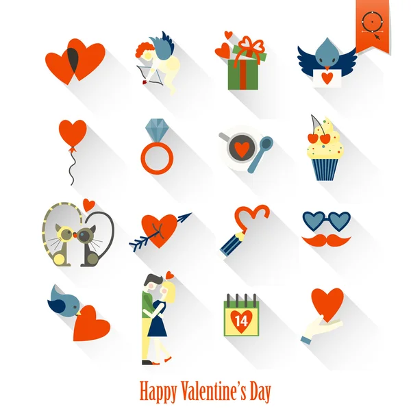 Happy Valentijnsdag pictogrammen — Stockvector