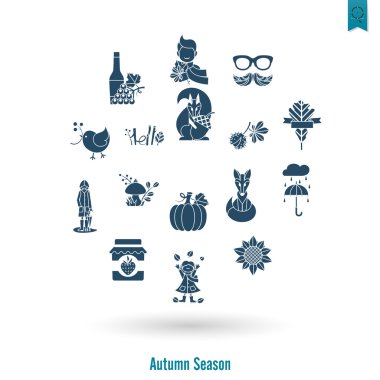 Düz sonbahar simgeler kümesi