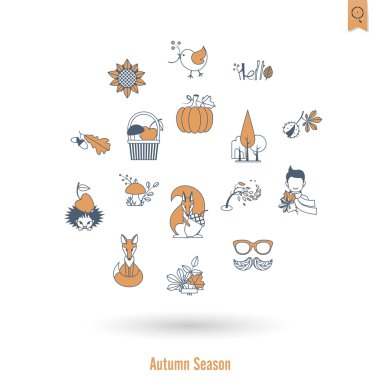 Düz sonbahar simgeler kümesi