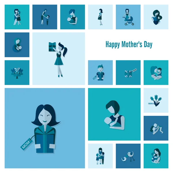 Happy Mothers Day Icônes — Image vectorielle