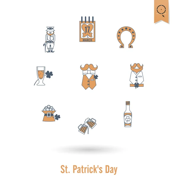Saint Patricks Day Isolated Icon Set - Stok Vektor