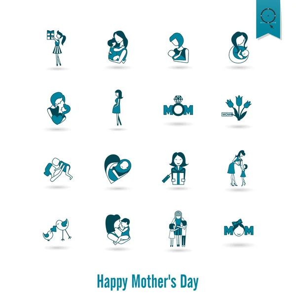 Feliz Día de las Madres Iconos — Vector de stock