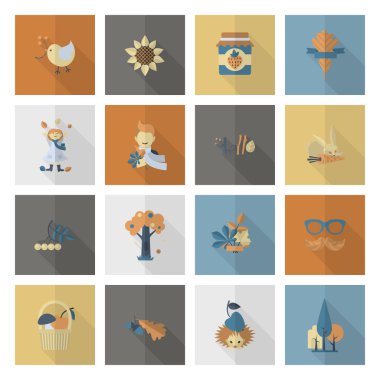 Düz sonbahar simgeler kümesi