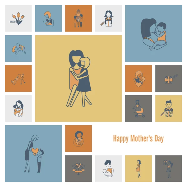 Happy Mothers Day pictogrammen — Stockvector