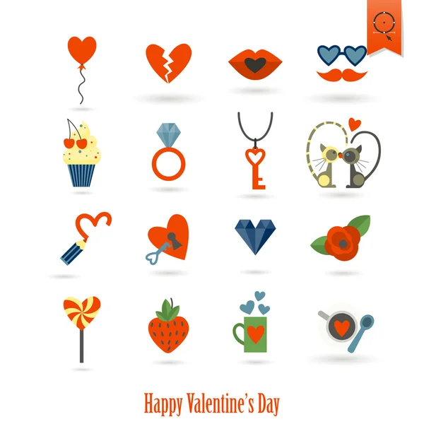 Happy Valentijnsdag pictogrammen — Stockvector