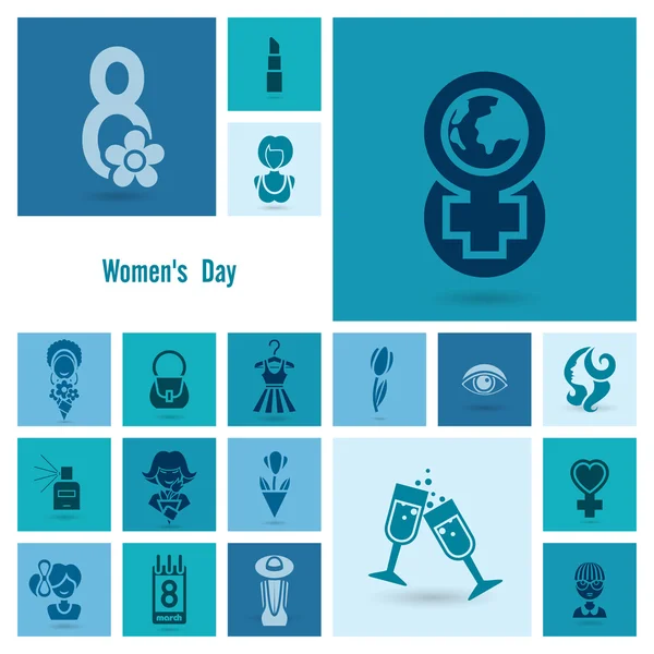 Womans Day Icon Set — Stock Vector