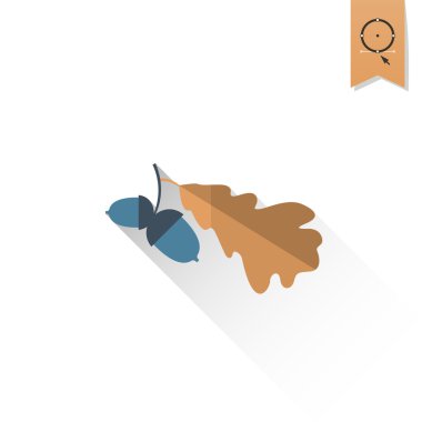 İki meşe palamudu meşe yaprakları ile