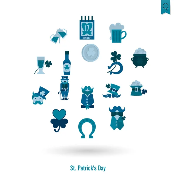 Saint Patricks Day Icon Set izole — Stok Vektör