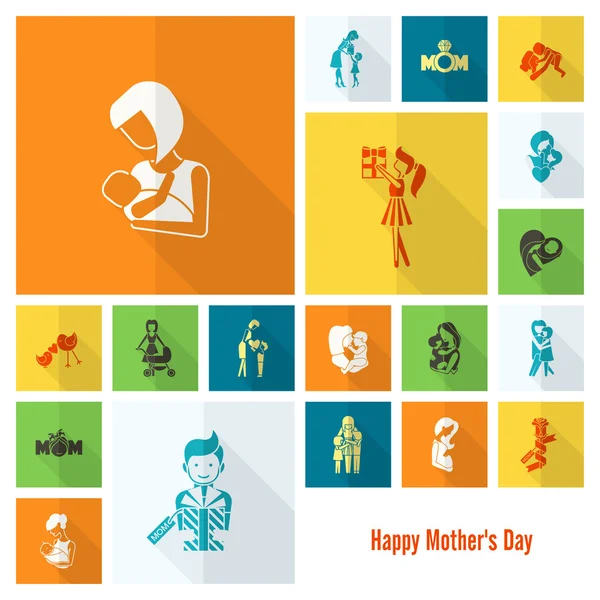 Happy Mothers Day Icons — Stock Vector