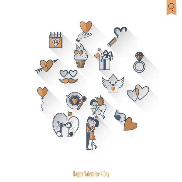 Happy Valentines Day Icons — Stock Vector