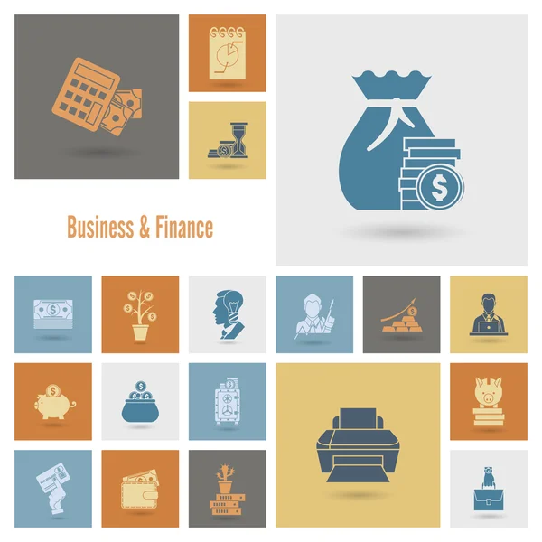 Conjunto de iconos de negocios y finanzas — Vector de stock