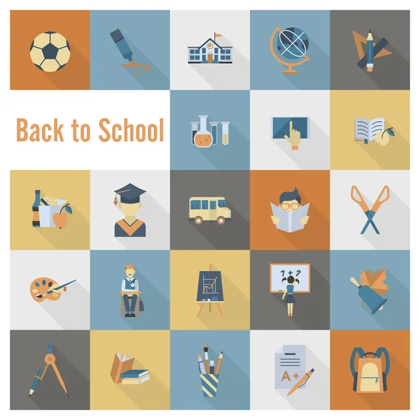 Iconos escolares y educativos — Vector de stock