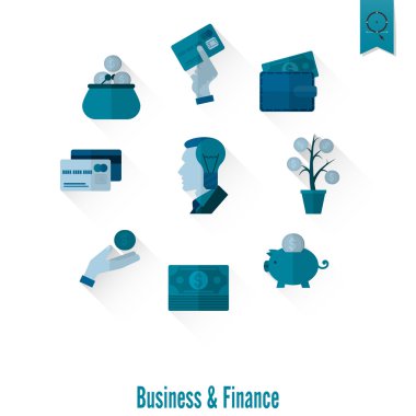 iş ve finans simgesi seti