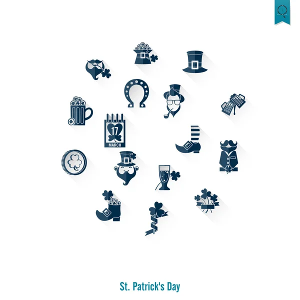 Saint Patricks Day Icon Set izole — Stok Vektör