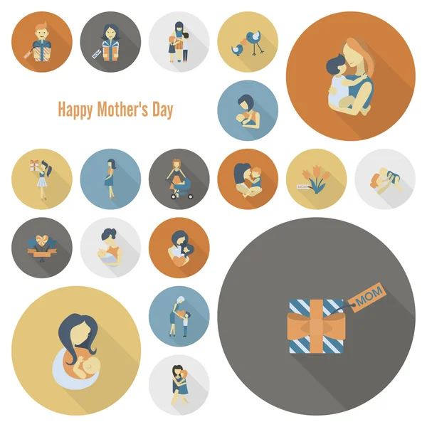 Happy mödrar dag ikoner — Stock vektor