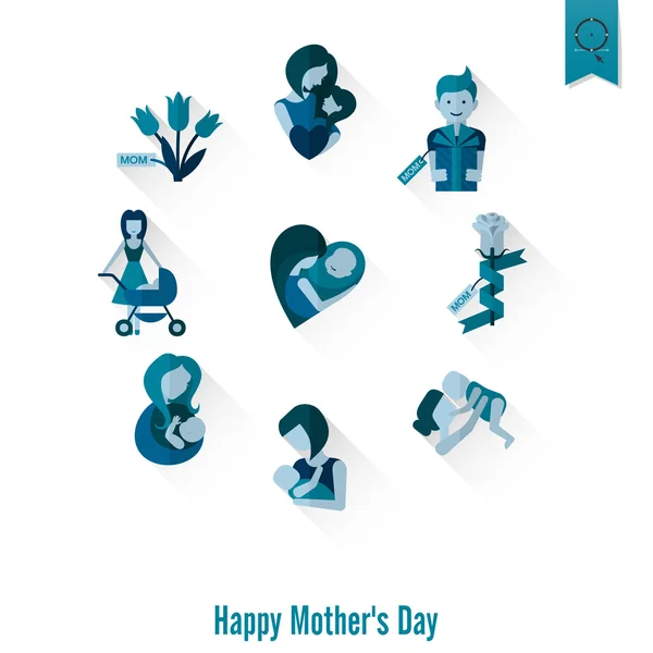 Happy Mothers Day Icônes — Image vectorielle