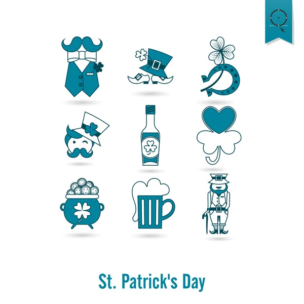 Saint Patricks Day Icon Set izole — Stok Vektör