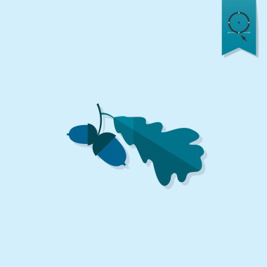 İki meşe palamudu meşe yaprakları ile