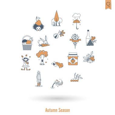Düz sonbahar simgeler kümesi