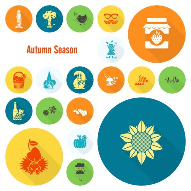 Düz sonbahar simgeler kümesi