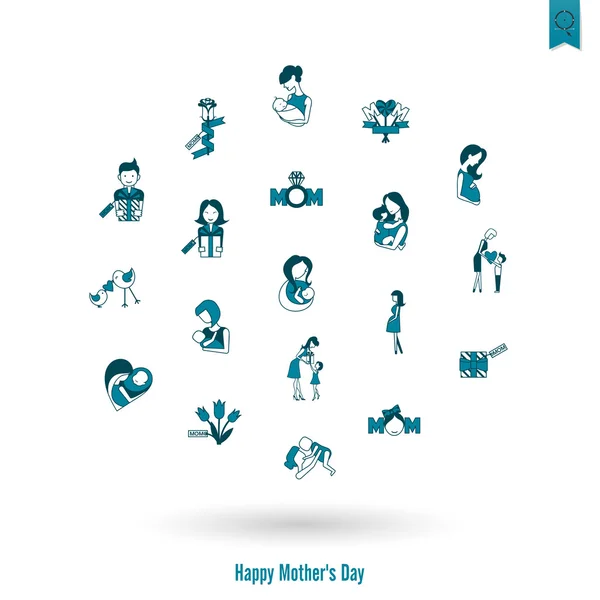 Happy Mothers Day pictogrammen — Stockvector