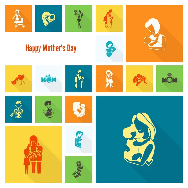 Feliz Día de las Madres Iconos — Vector de stock