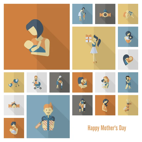 Happy Mothers Day Icons — Stock Vector