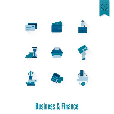 iş ve finans simgesi seti