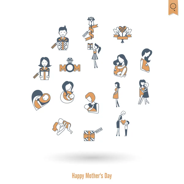 Boldog anyák napja ikonok — Stock Vector