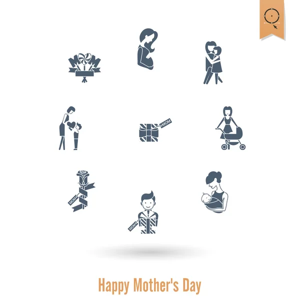 Happy Mothers Day Icons — Stock Vector