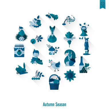 Düz sonbahar simgeler kümesi