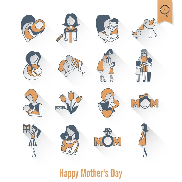 Glückliche Muttertags-Ikonen — Stockvektor