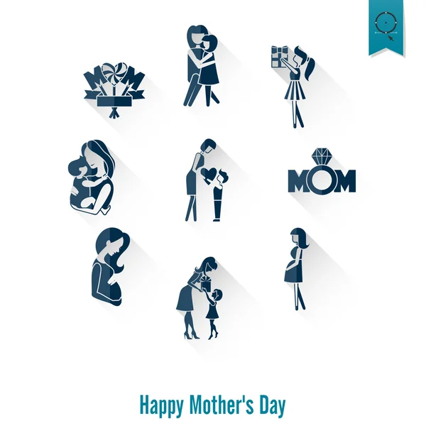 Feliz Día de las Madres Iconos — Vector de stock