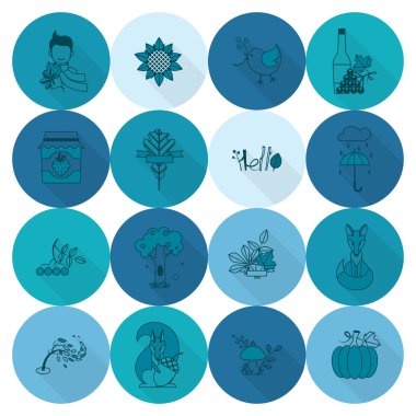 Düz sonbahar simgeler kümesi