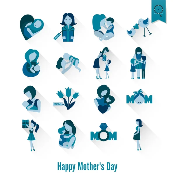 Feliz Día de las Madres Iconos — Vector de stock