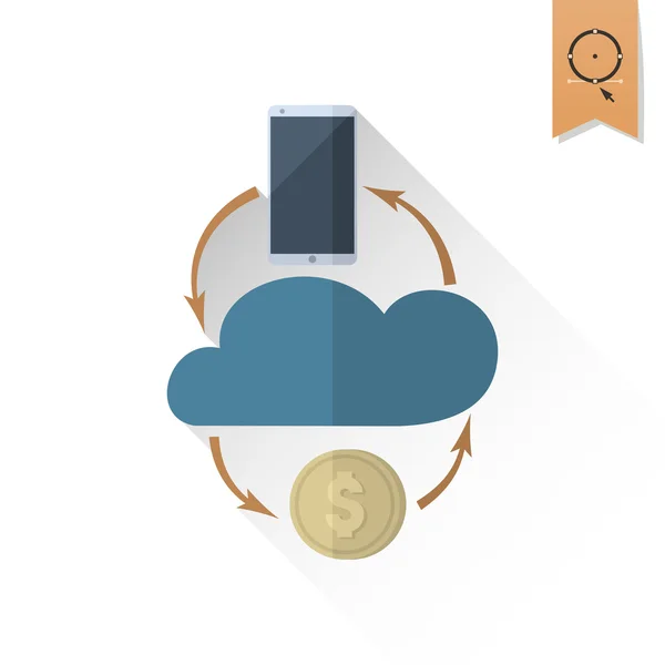 Ganar dinero y beneficiarse de las bases de datos en la nube — Vector de stock
