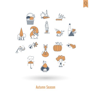 Düz sonbahar simgeler kümesi