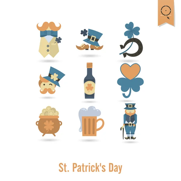 Saint Patricks Day Isolated Icon Set - Stok Vektor