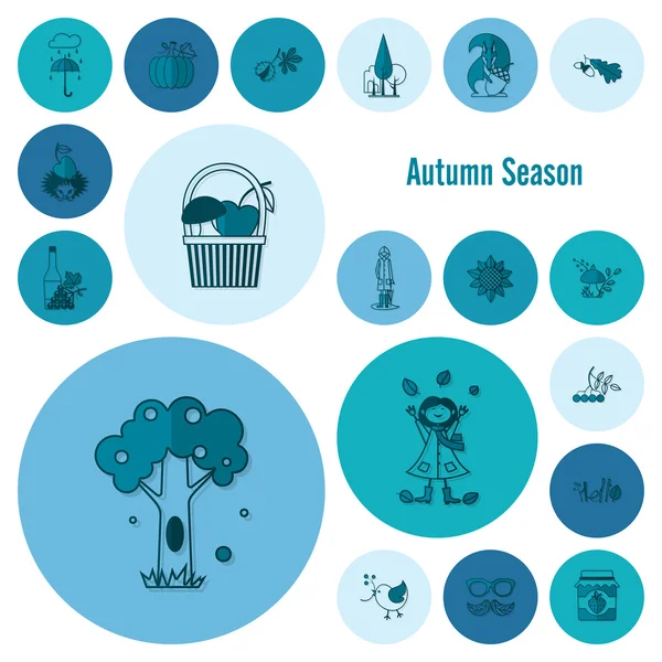 Set of Flat Autumn Icons — Stock Vector