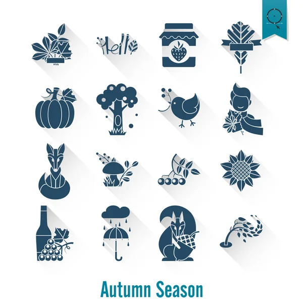 Set of Flat Autumn Icons — Stock Vector