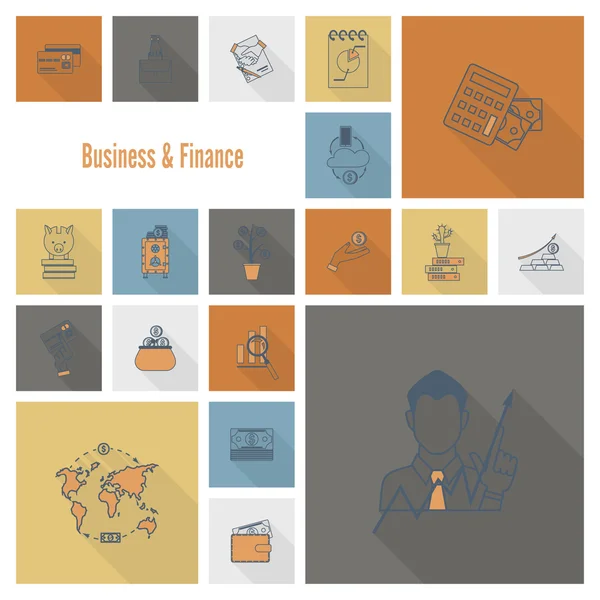 Conjunto de iconos de negocios y finanzas — Vector de stock