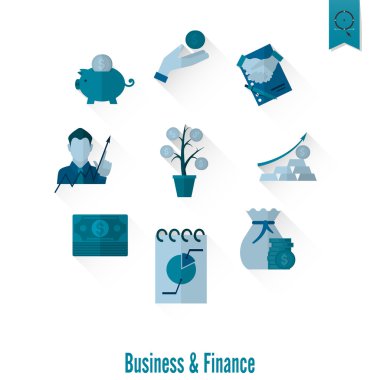 iş ve finans simgesi seti